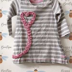 Ruffle Butts Striped Gray and Pink Long Sleeve Dress